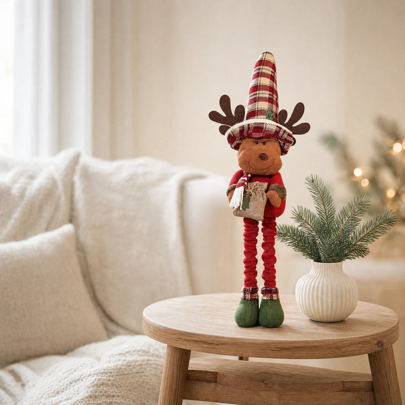 Plaid Telescopic Christmas Doll