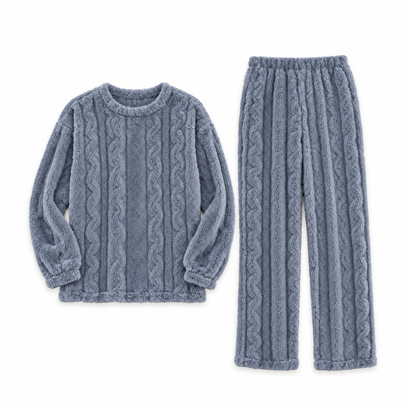 Plush Cable-Texture Pajama Set