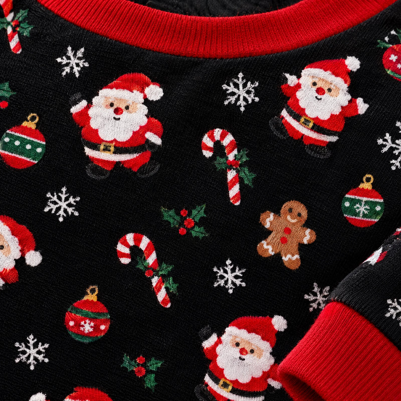 Christmas Family Matching Pyjamas — Santa & Candy Cane Print, 2-Piece Set