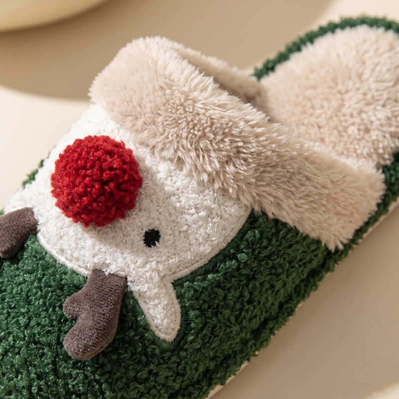 Reindeer Plush Christmas Slippers