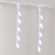 Close-up of the pointed drops of a USB icicle curtain light