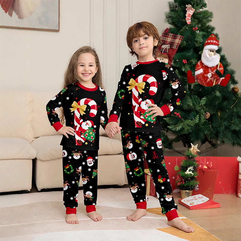 Christmas Family Matching Pyjamas — Santa & Candy Cane Print, 2-Piece Set