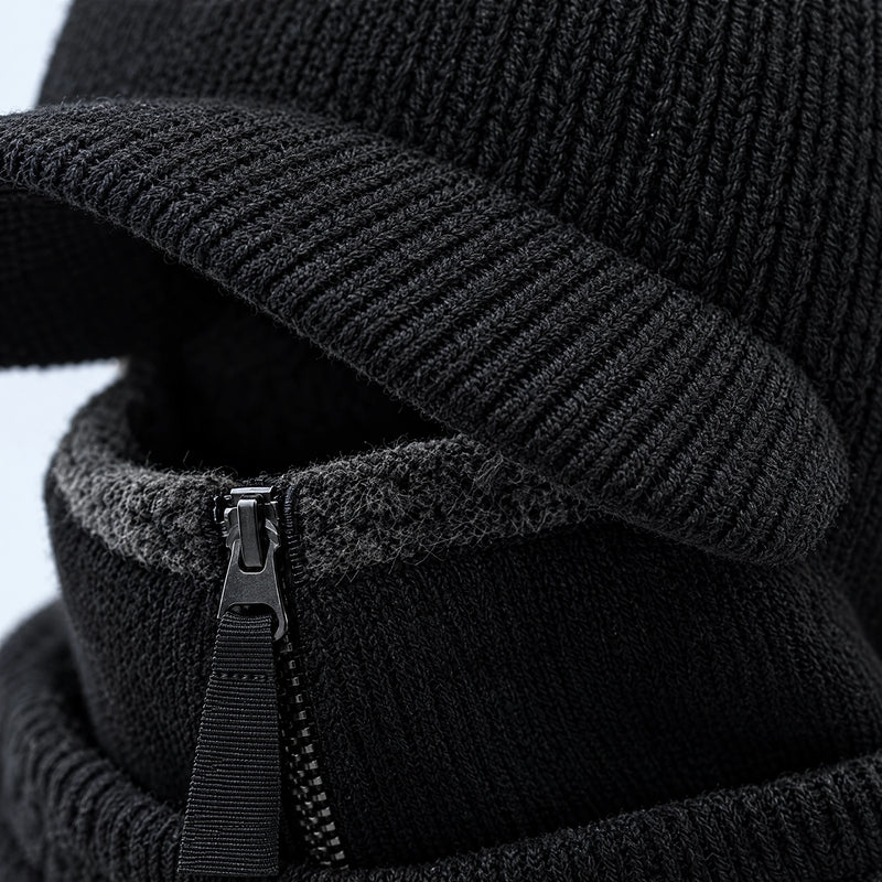 Knitted Winter Bomber Balaclava Hat — Visor & Ear Cover, One Size
