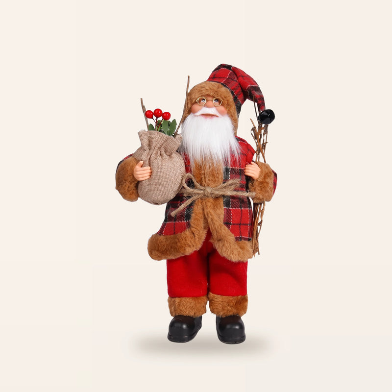 MerryNest plaid Santa Claus figurine 20cm