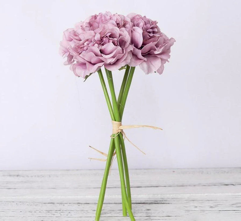 5-Pack Silk Faux Roses Artificial Flowers