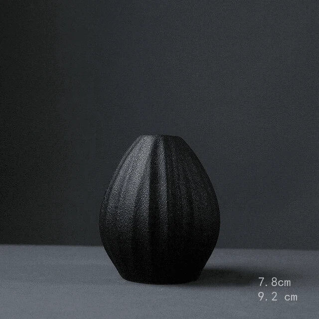 MidNight Black Textured Ceramic Vases