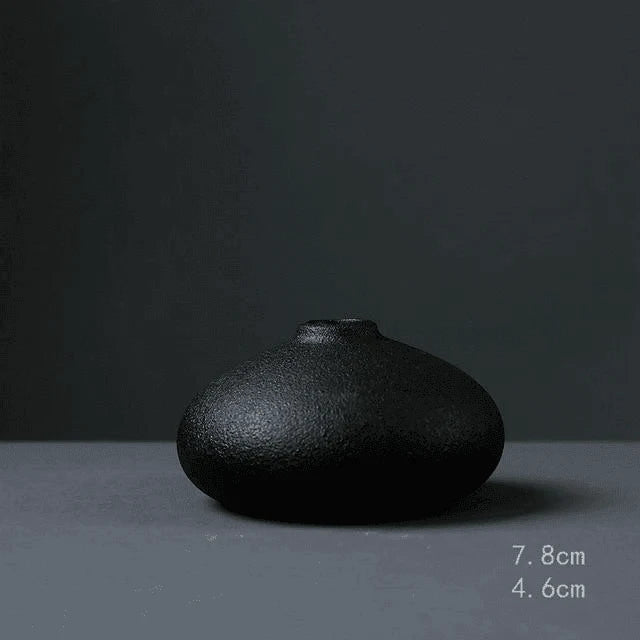 MidNight Black Textured Ceramic Vases