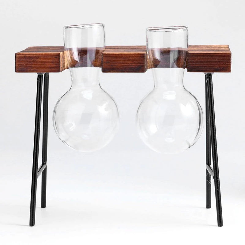 Flourish Propagation Vessel with Metal and Wooden Stand