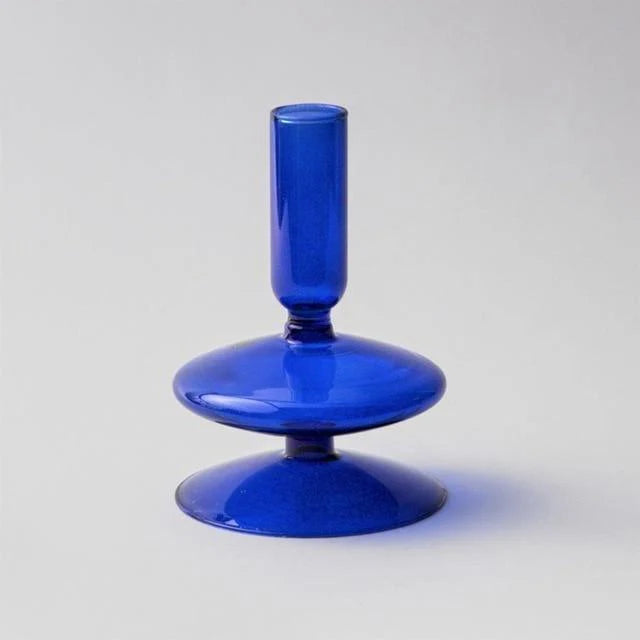 Azure Taper Glass Candle Holders