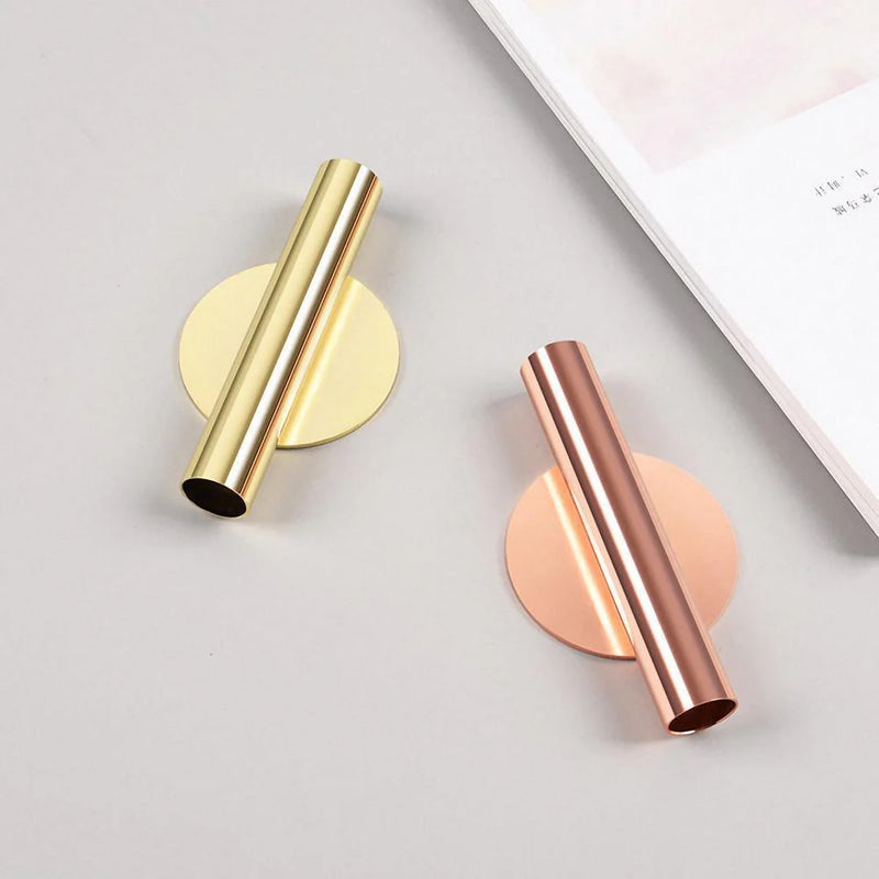 Sleek Metal Tube Vase