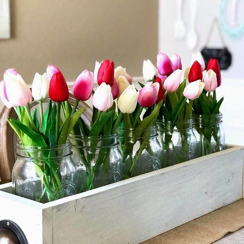 10-Piece Fake Tulips Silk Flowers
