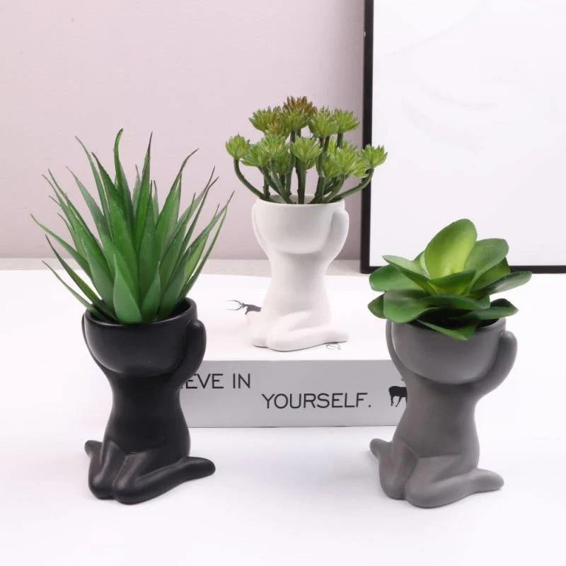 Petite Person Clay Succulent Planter