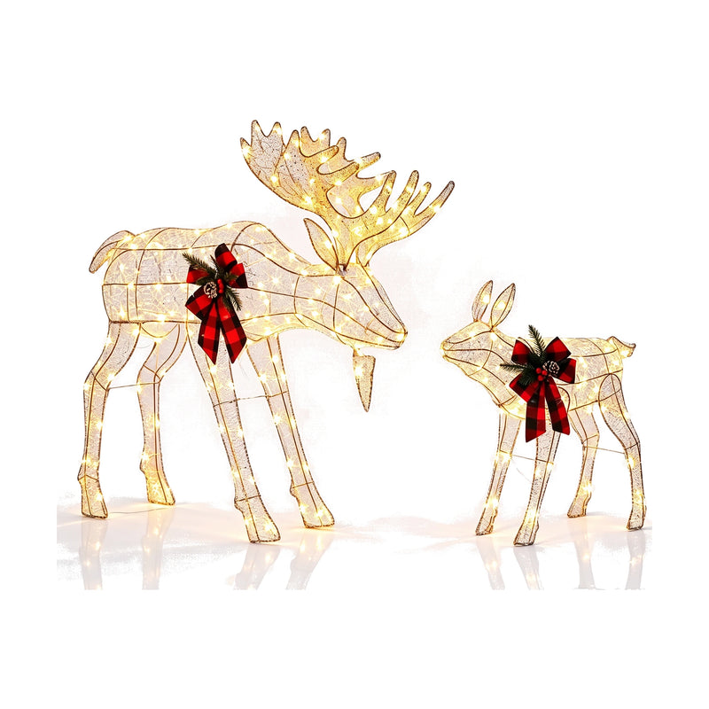 2 Piece Lighted Reindeer Family with 240 LED Lights