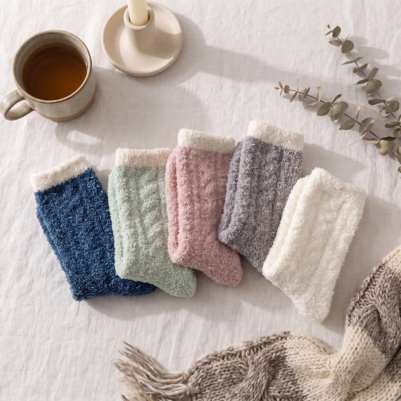 5 Pairs of Thickened Coral Fleece Socks for Women