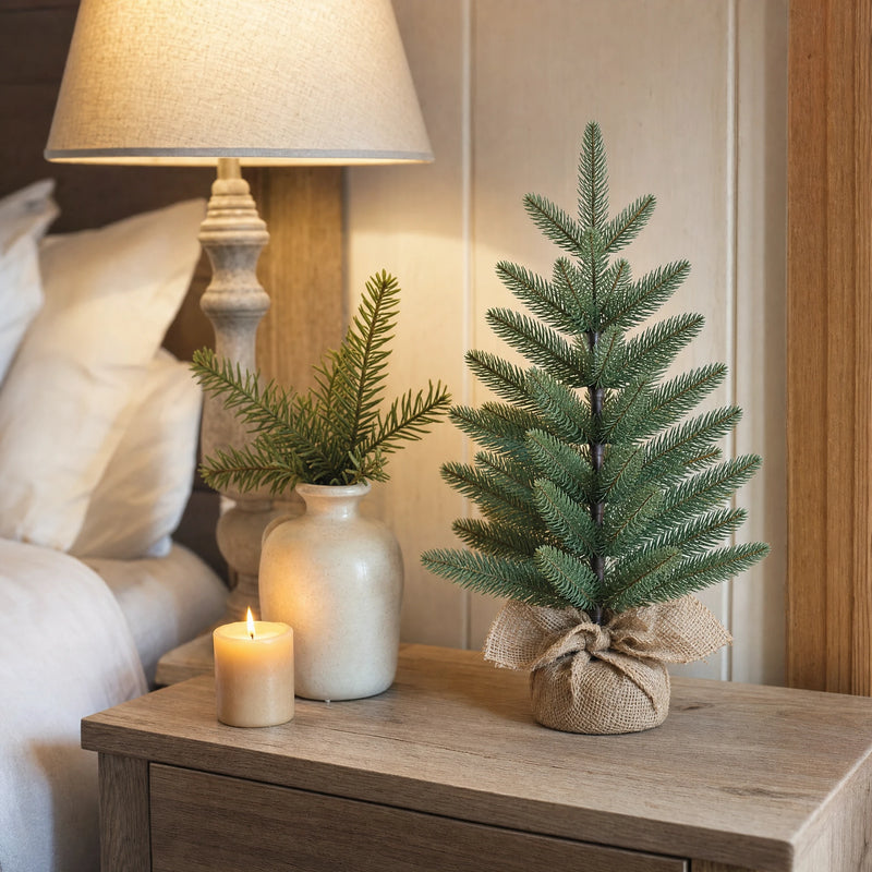 Pure PE Tabletop Christmas Tree — 18 in & 24 in, Unlit or Warm White LED