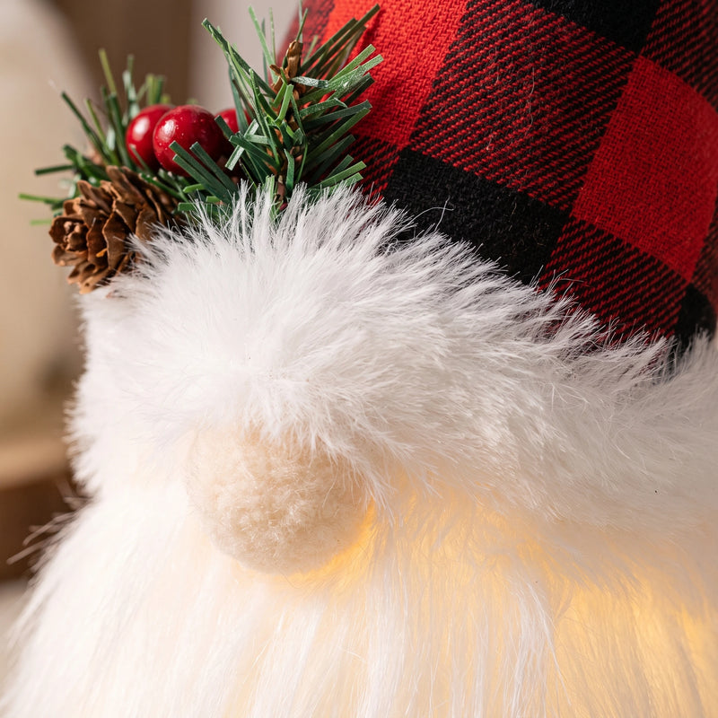 Plush Christmas Gnome Hanging Ornament with Warm LED Glow