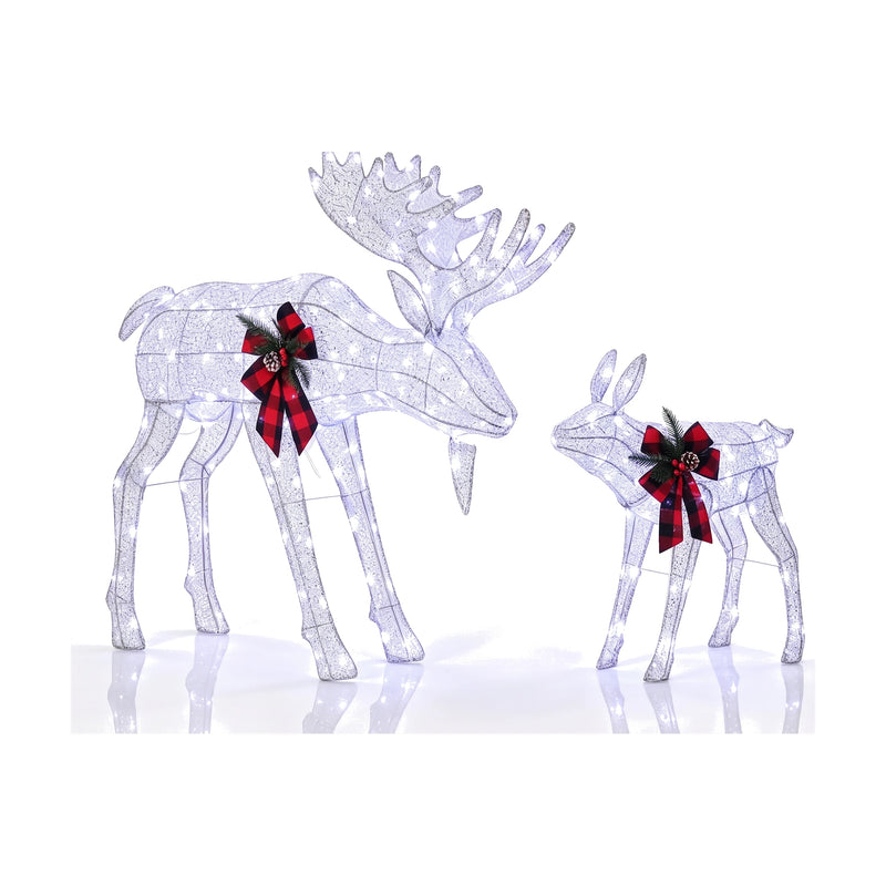 2 Piece Lighted Reindeer Family with 240 LED Lights