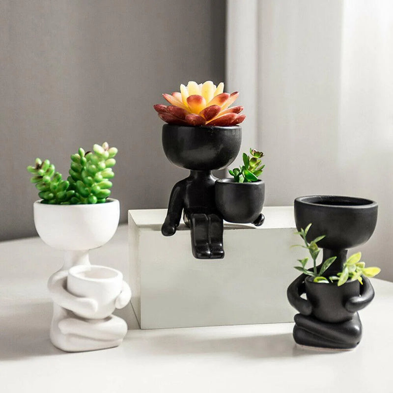 Petite Person Clay Succulent Planter