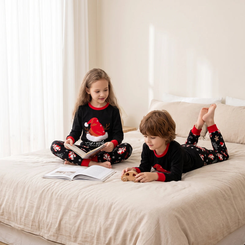 Christmas Family Matching Pyjamas — Santa & Candy Cane Print, 2-Piece Set