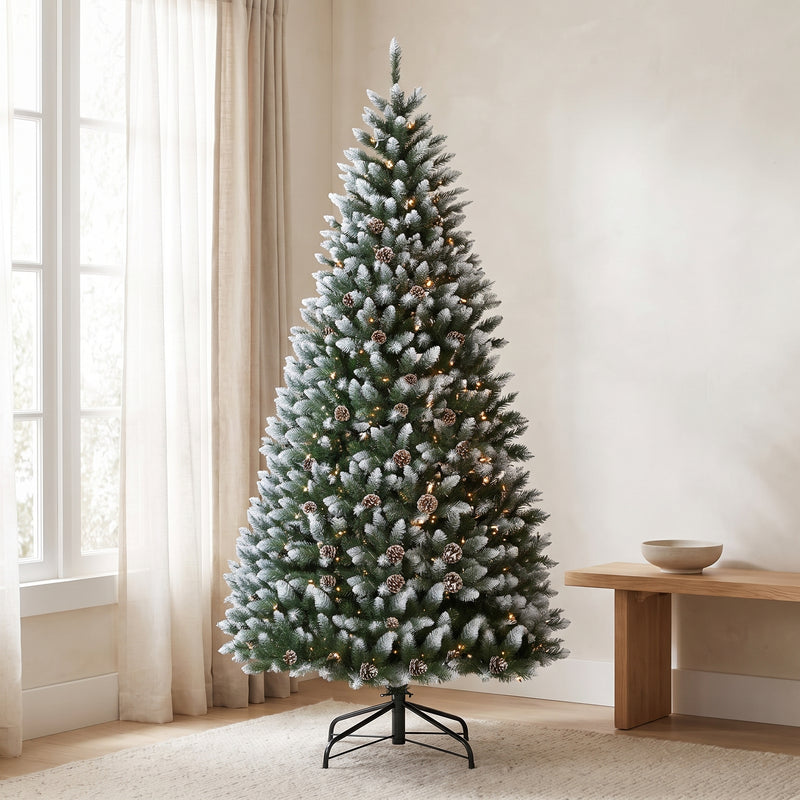 6-Ft Pre-Lit Snow-Flocked Spruce Tree