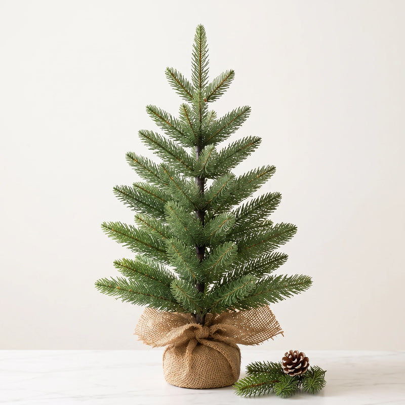 Pure PE Tabletop Christmas Tree — 18 in & 24 in, Unlit or Warm White LED
