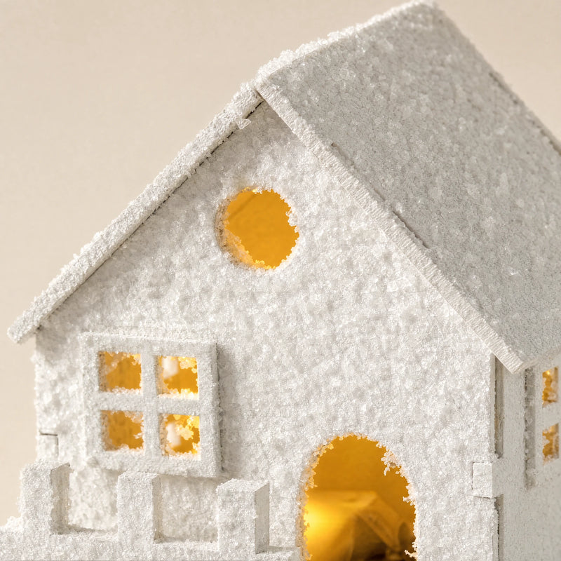Snow-Flocked LED Christmas House