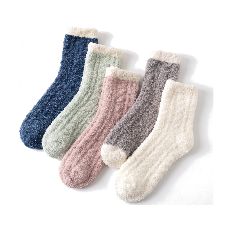 5 Pairs of Thickened Coral Fleece Socks for Women
