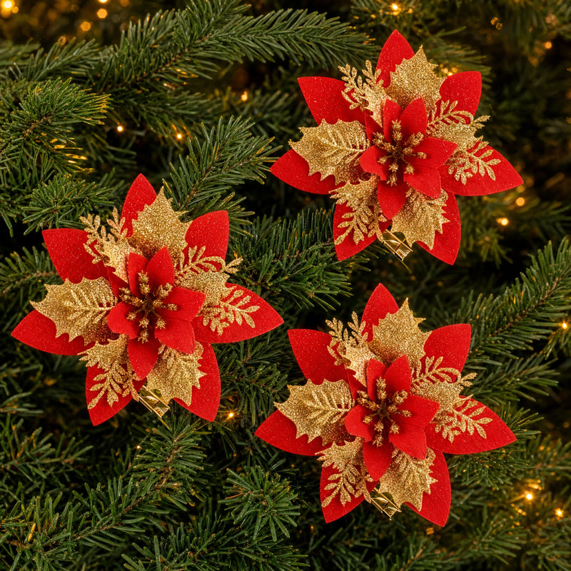 Glitter Christmas Flower Ornaments