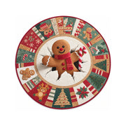 Color 3 gingerbread character print round rug, 80 cm diameter, on a white background