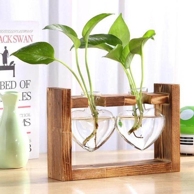 Eternal Heart - Glass & Wood Propagation Vase