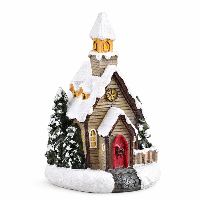 Style C resin Christmas village building miniature on a white background