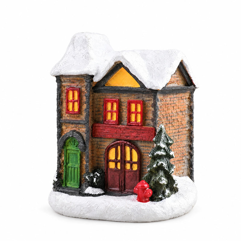 Style D resin Christmas village building miniature on a white background