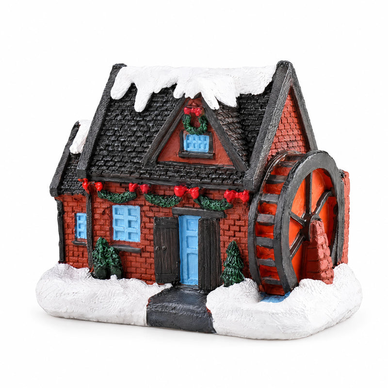 Style E resin Christmas village building miniature on a white background