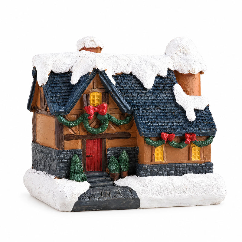 Style H resin Christmas village building miniature on a white background