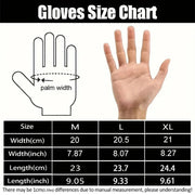 Supplier size chart for the gloves, sizes M, L and XL