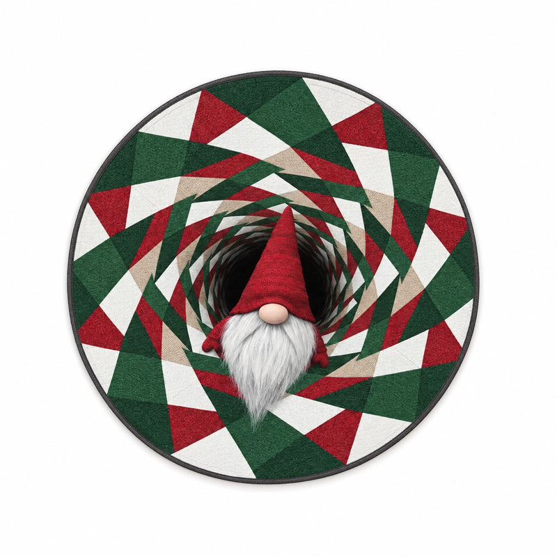 Round rug with a printed Gnome Spiral design