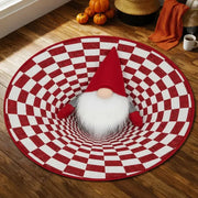 Round rug with a printed Gnome Checkerboard Tunnel design