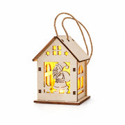 S8 — Santa Cutout lighted wooden Christmas house ornament on a white background