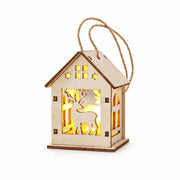 S9 — Reindeer Cutout lighted wooden Christmas house ornament on a white background