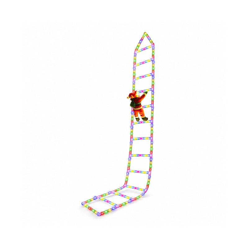 Santa Climbing Ladder Light, 3 m Multicolor, with curved lower wires on a white background