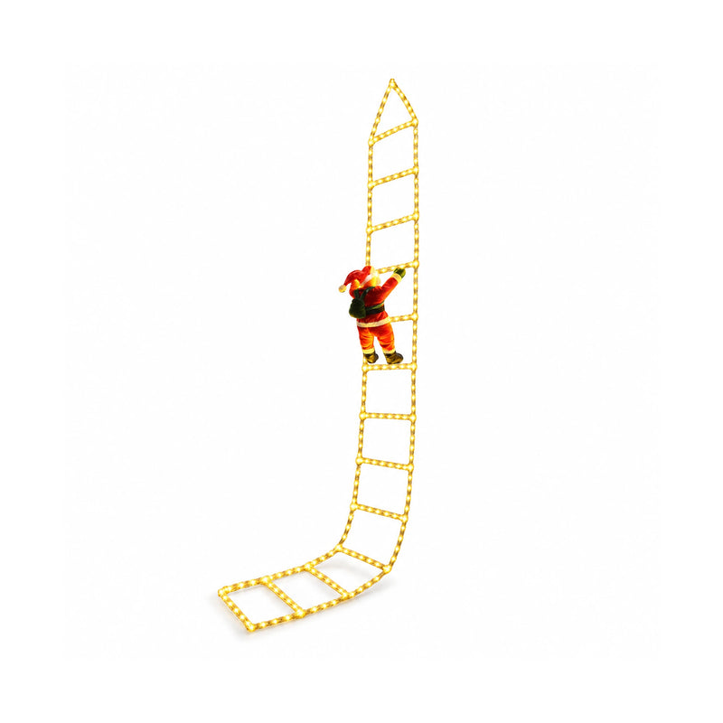 Santa Climbing Ladder Light, 3 m Warm White, with curved lower wires on a white background