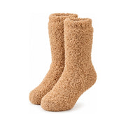 Beige fleece mid-calf socks, pair
