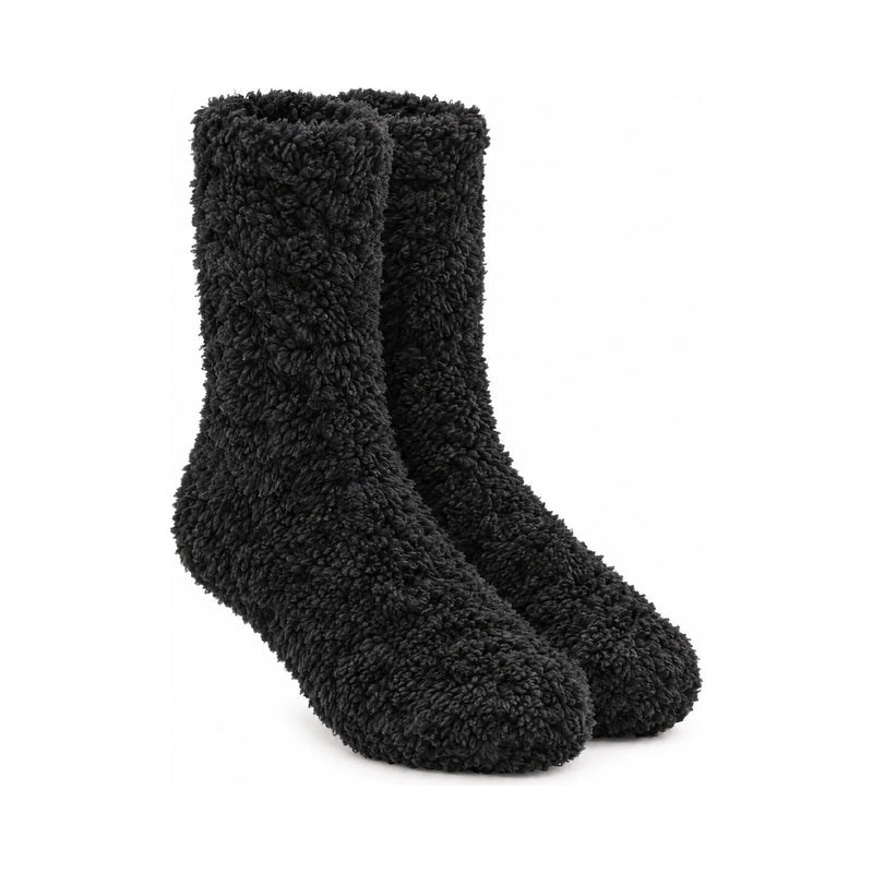 Black fleece mid-calf socks, pair