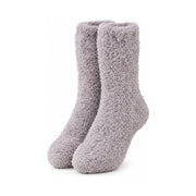 Light grey fleece mid-calf socks, pair