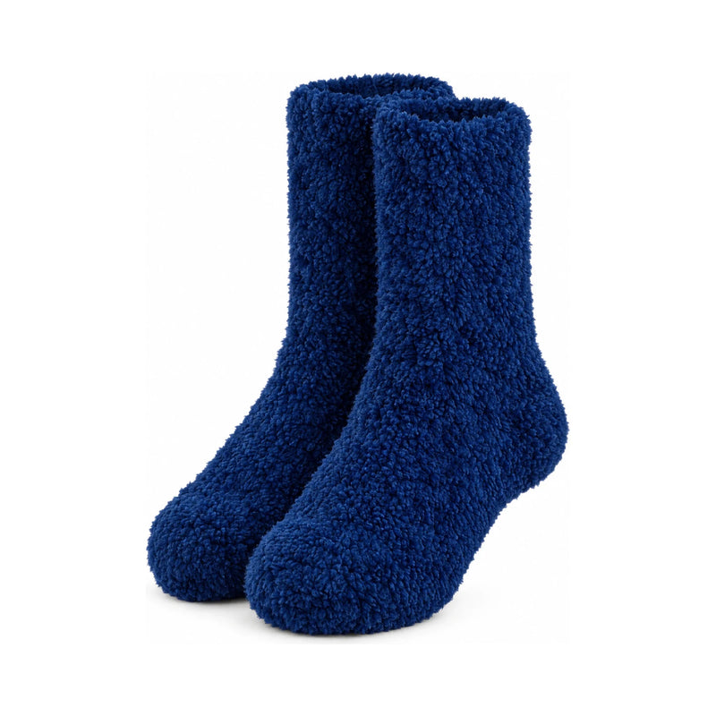 Navy blue fleece mid-calf socks, pair