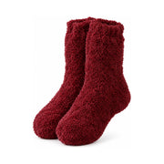 Red fleece mid-calf socks, pair