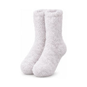 White fleece mid-calf socks, pair