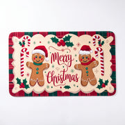 Compact gingerbread Christmas mat with its real Merry Christmas inscription on a white studio background