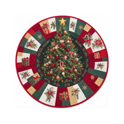 Color 2 Christmas tree print round rug, 80 cm diameter, on a white background