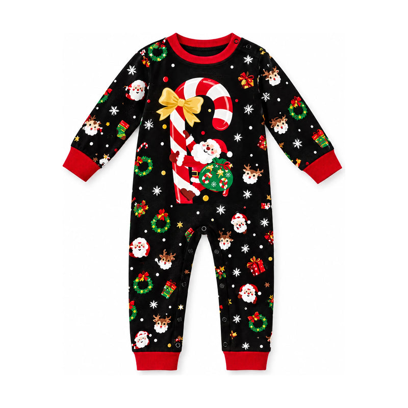 Christmas Family Matching Pyjamas — Santa & Candy Cane Print, 2-Piece Set